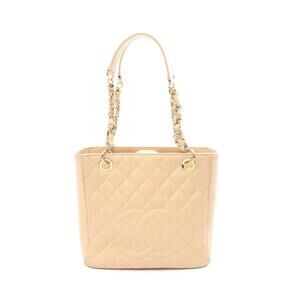 Chanel Matelasse PST Tote Bag Caviar Leather Grained Calfskin Beige